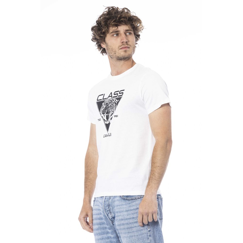 Cavalli Class Weißes Herren-T-Shirt aus Baumwolle