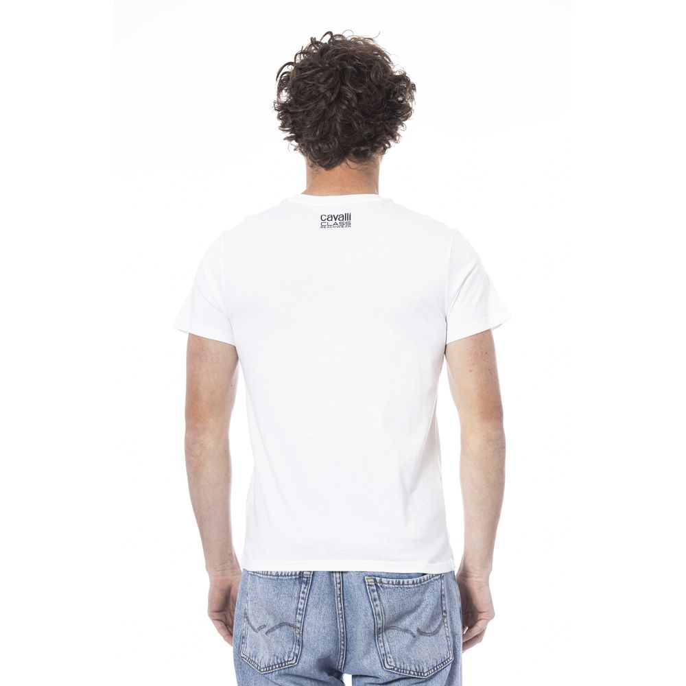 Cavalli Class Weißes Herren-T-Shirt aus Baumwolle