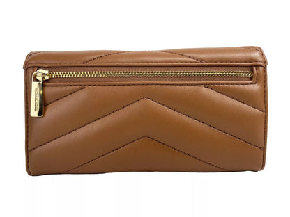 Grand portefeuille à trois volets en cuir matelassé Jet Set Travel de Michael Kors, marron