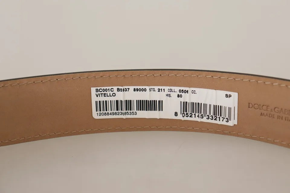 Ceinture Dolce &amp; Gabbana en cuir noir avec boucle gravée du logo en métal doré