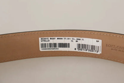 Ceinture Dolce &amp; Gabbana en cuir noir avec boucle gravée du logo en métal doré
