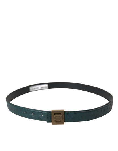 Ceinture Dolce &amp; Gabbana en cuir vert foncé avec boucle carrée en métal
