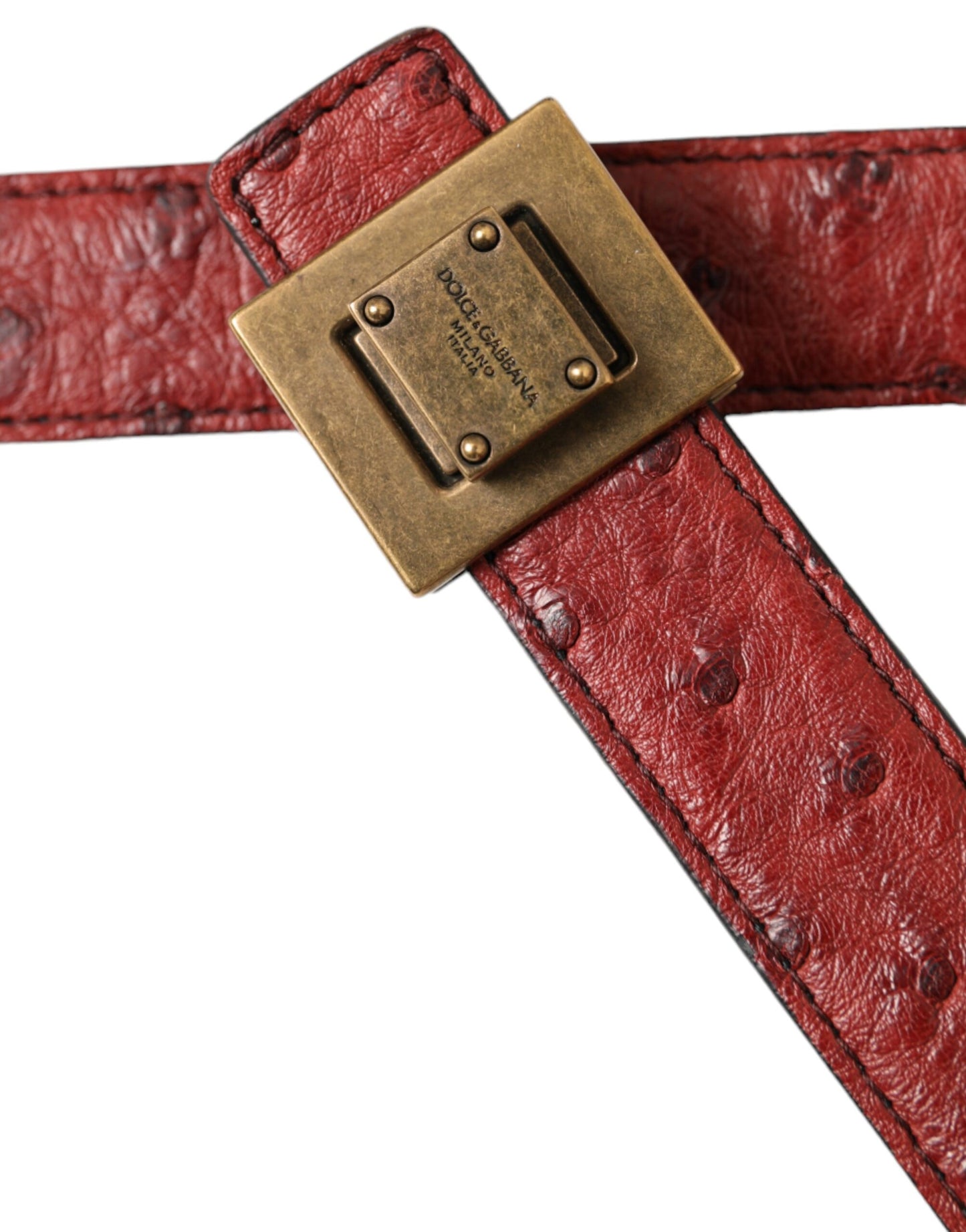 Ceinture Dolce &amp; Gabbana en cuir marron avec boucle carrée en métal
