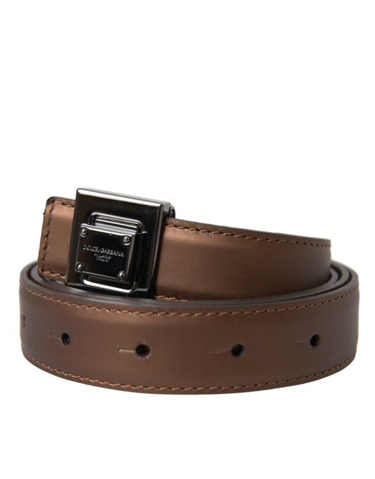 Ceinture Dolce &amp; Gabbana en cuir bronze avec boucle carrée en métal