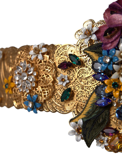 Ceinture large Dolce &amp; Gabbana à ornements floraux multicolores et cristaux