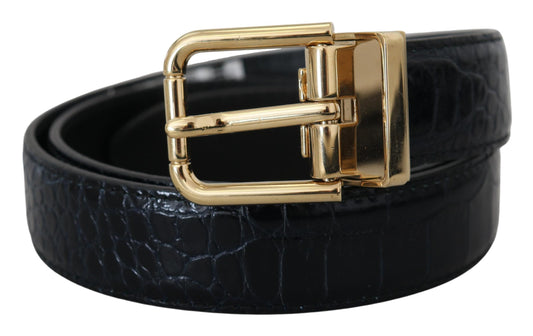 Ceinture Dolce &amp; Gabbana en cuir exotique noir avec boucle en métal doré