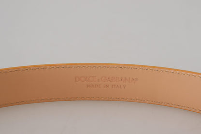 Ceinture Dolce &amp; Gabbana en cuir exotique beige avec boucle en métal doré