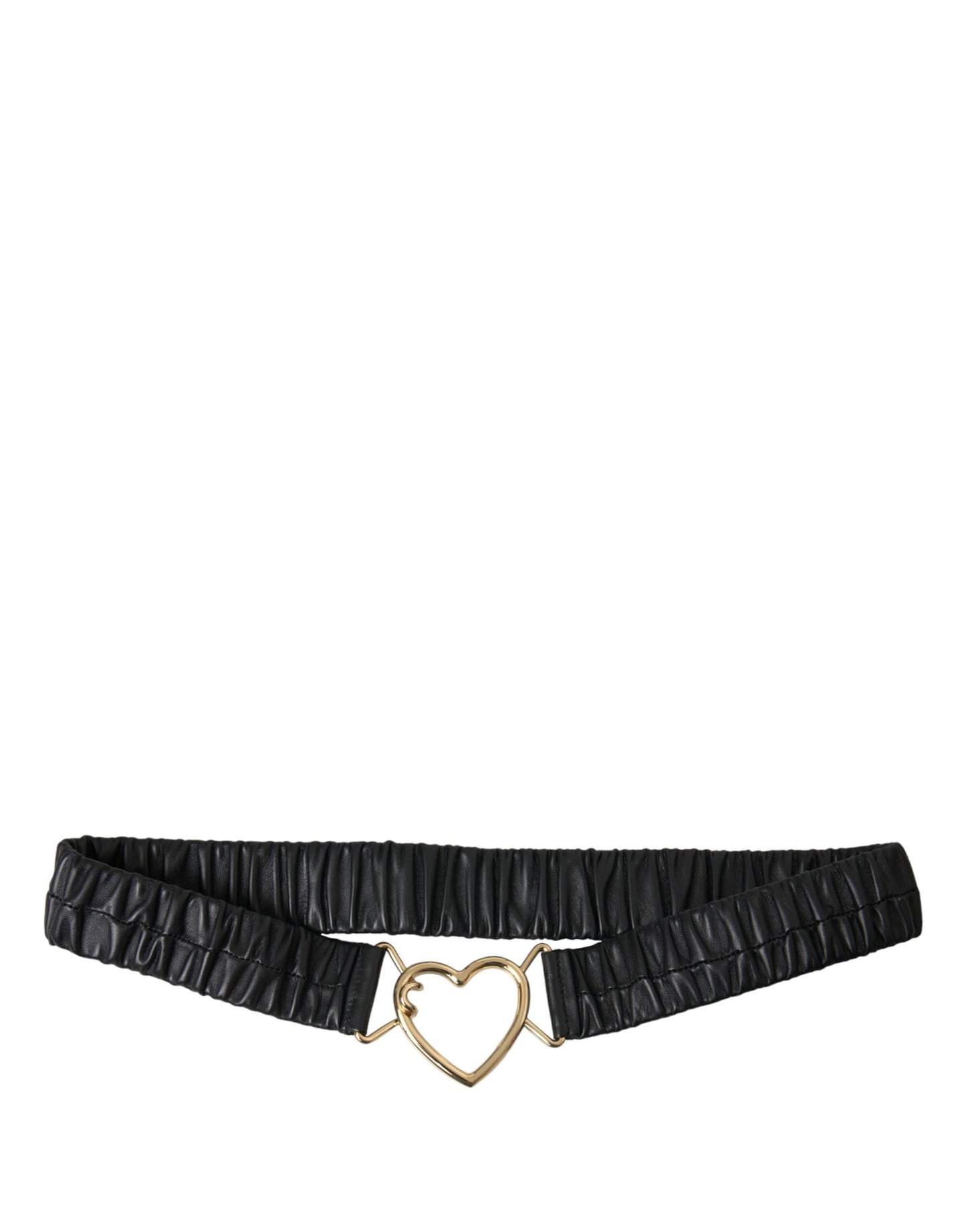 Ceinture Dolce &amp; Gabbana en cuir noir avec boucle en métal doré et cœur