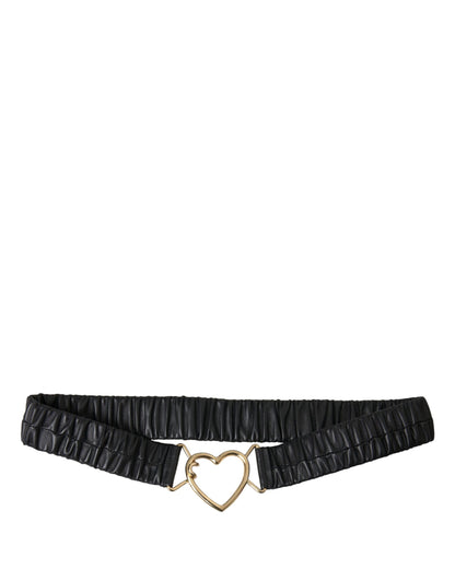 Ceinture Dolce &amp; Gabbana en cuir noir avec boucle en métal doré et cœur