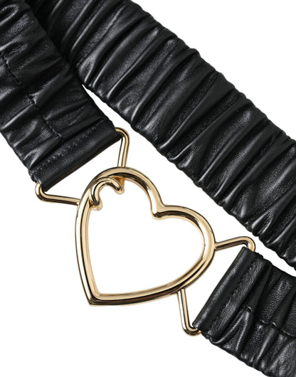 Ceinture Dolce &amp; Gabbana en cuir noir avec boucle en métal doré et cœur