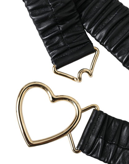 Ceinture Dolce &amp; Gabbana en cuir noir avec boucle en métal doré et cœur