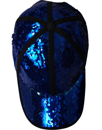 Casquette de baseball à sequins bleu royal Dolce &amp; Gabbana pour homme