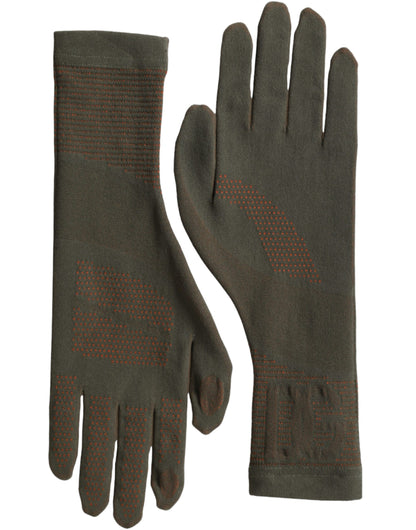 Gants en coton extensible marron Dolce &amp; Gabbana jusqu'au poignet