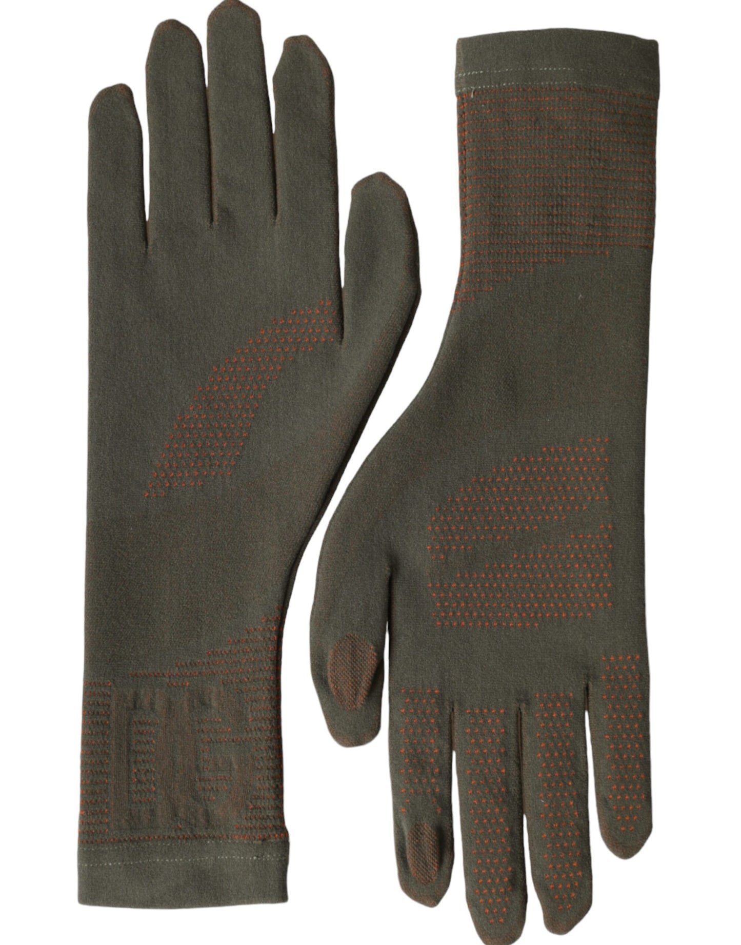 Gants en coton extensible marron Dolce &amp; Gabbana jusqu'au poignet