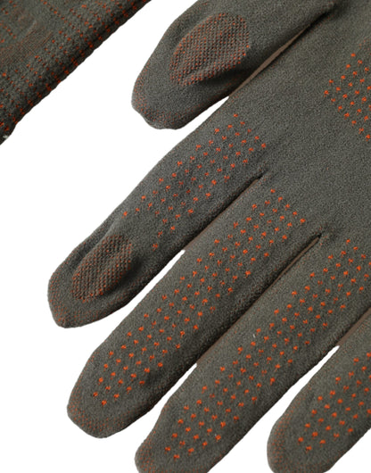 Gants en coton extensible marron Dolce &amp; Gabbana jusqu'au poignet