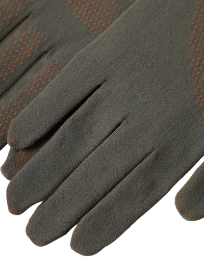 Gants en coton extensible marron Dolce &amp; Gabbana jusqu'au poignet