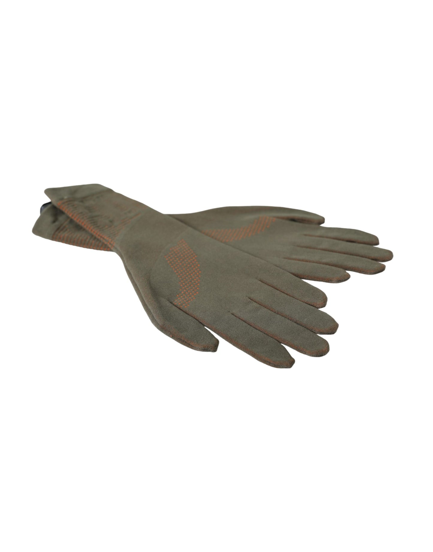 Gants en coton extensible marron Dolce &amp; Gabbana jusqu'au poignet