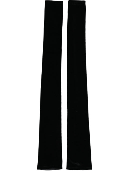 Gants longs en nylon noir Dolce &amp; Gabbana sans doigts et coudes
