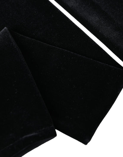 Gants longs en nylon noir Dolce &amp; Gabbana sans doigts et coudes