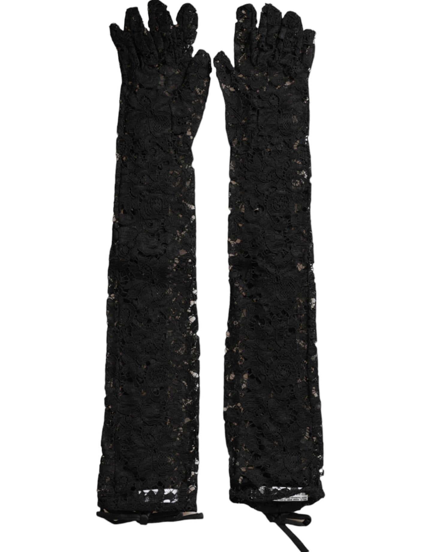 Gants Dolce &amp; Gabbana en dentelle noire Taormina longueur coude