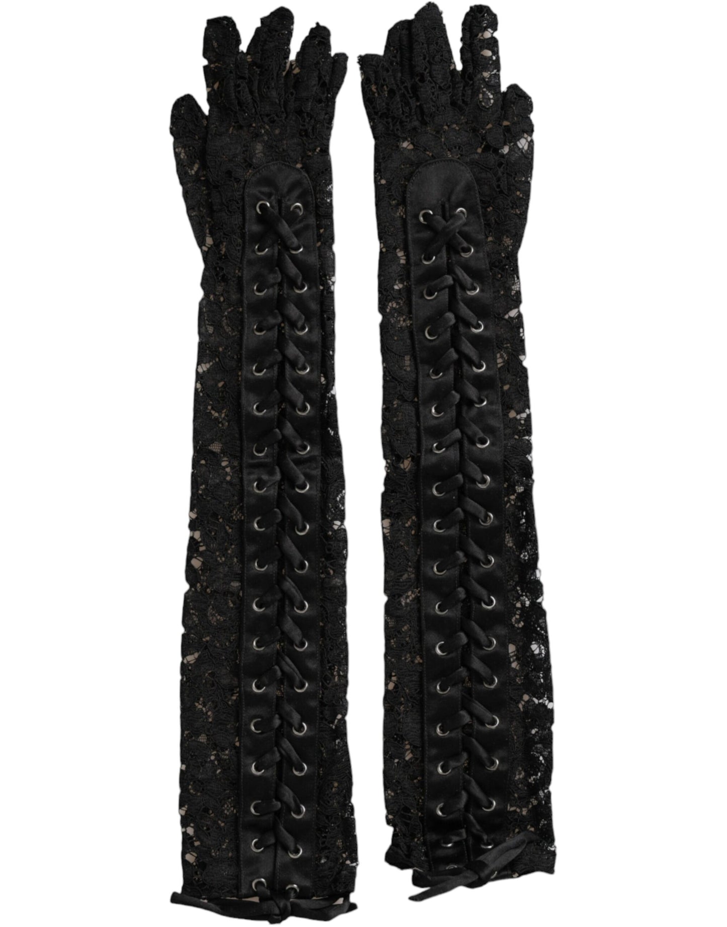 Gants Dolce &amp; Gabbana en dentelle noire Taormina longueur coude