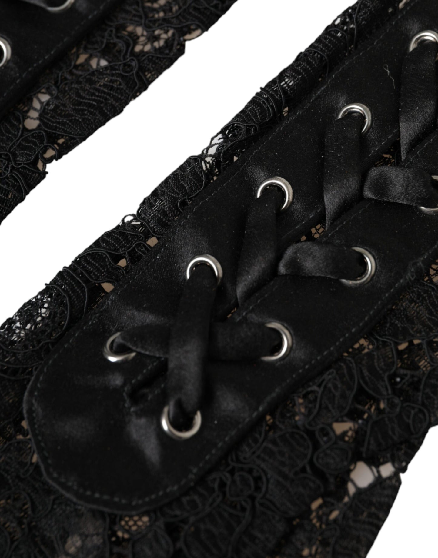 Gants Dolce &amp; Gabbana en dentelle noire Taormina longueur coude
