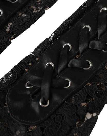 Gants Dolce &amp; Gabbana en dentelle noire Taormina longueur coude