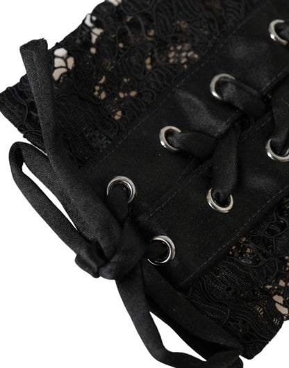 Gants Dolce &amp; Gabbana en dentelle noire Taormina longueur coude