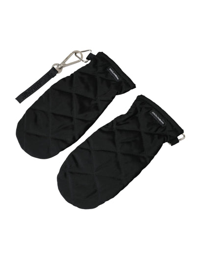 Gants mitaines en nylon matelassé noir Dolce &amp; Gabbana