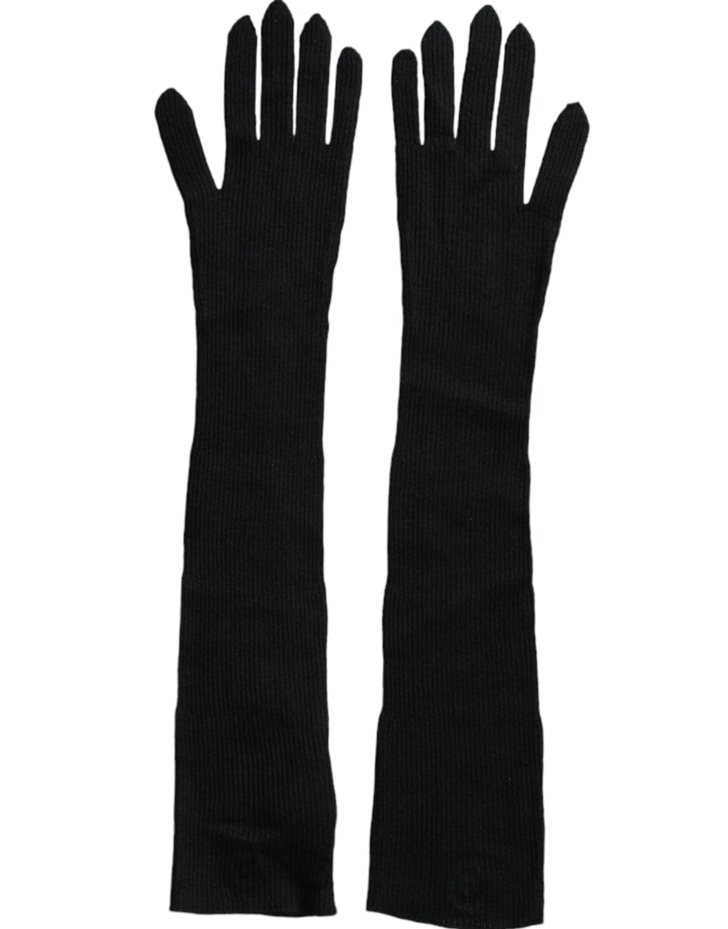 Gants en cachemire noir Dolce &amp; Gabbana jusqu'aux coudes