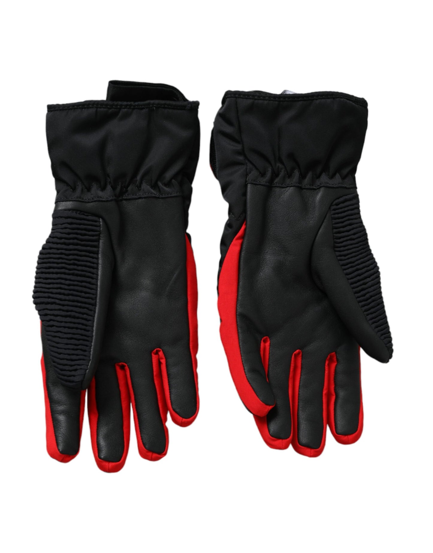 Gants Dolce &amp; Gabbana en nylon noir et rouge jusqu'au poignet