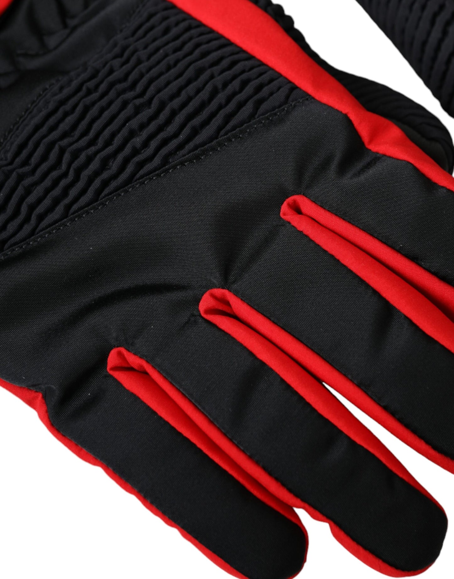 Gants Dolce &amp; Gabbana en nylon noir et rouge jusqu'au poignet