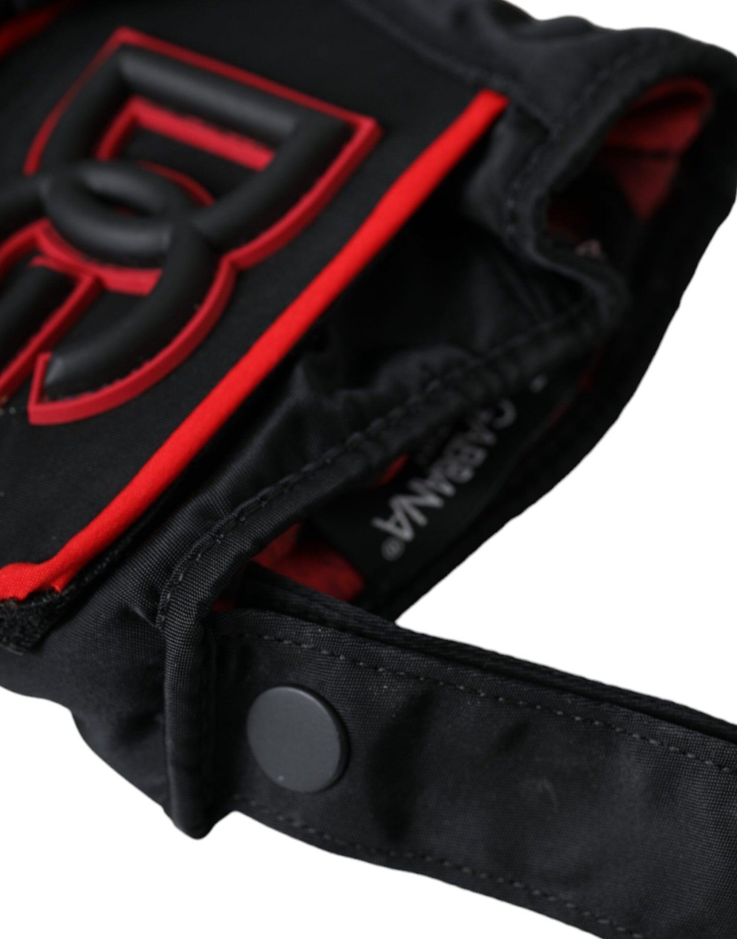 Gants Dolce &amp; Gabbana en nylon noir et rouge jusqu'au poignet