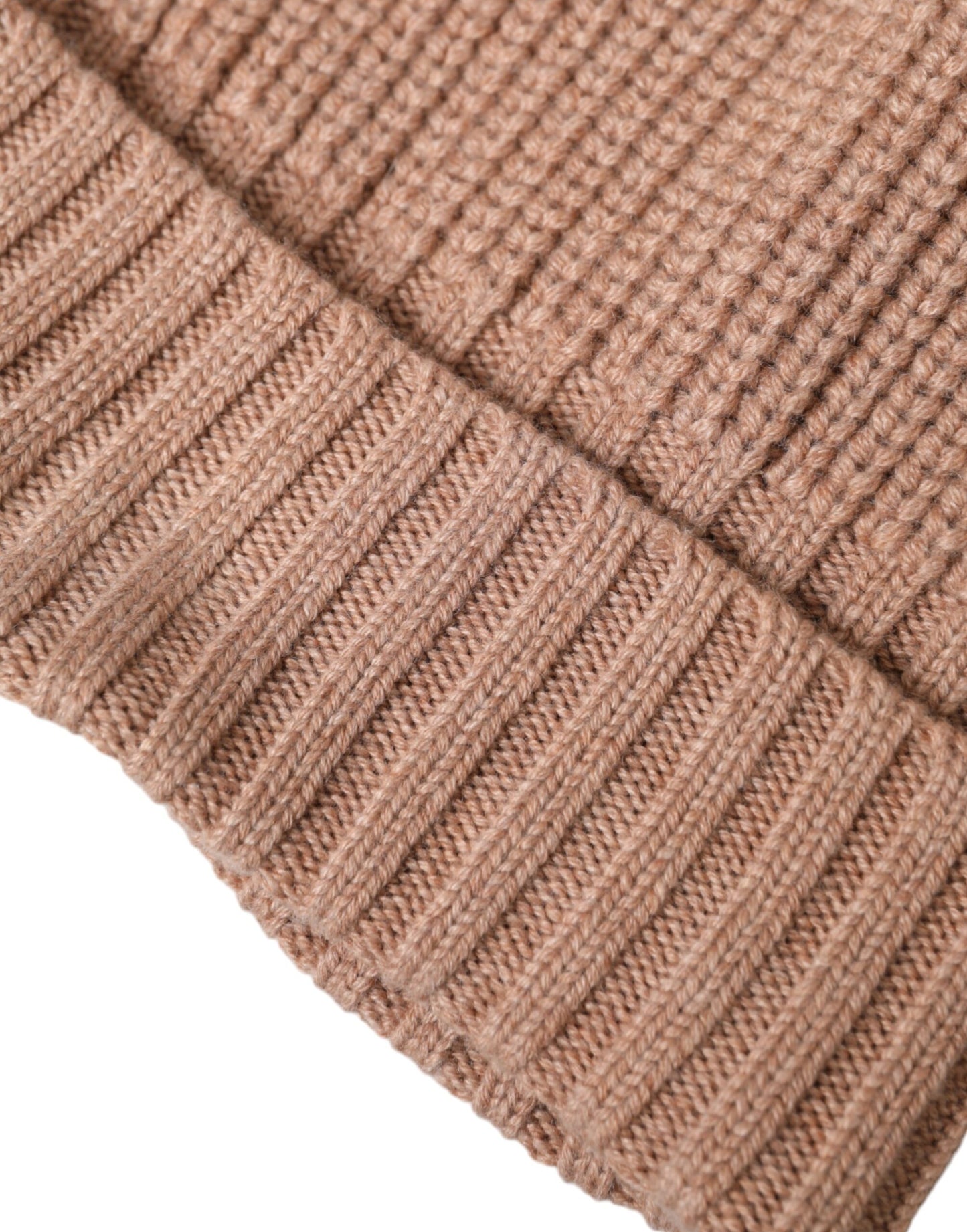 Bonnet d'hiver en fourrure tricotée marron uni Dolce &amp; Gabbana