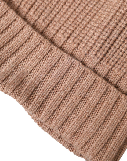 Bonnet d'hiver en fourrure tricotée marron uni Dolce &amp; Gabbana