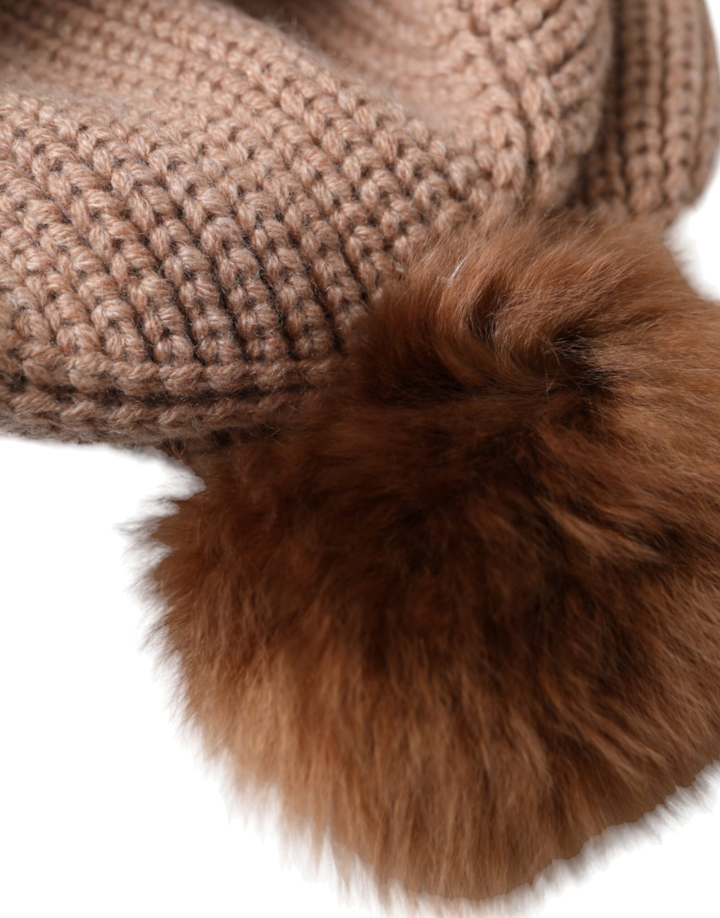 Bonnet d'hiver en fourrure tricotée marron uni Dolce &amp; Gabbana