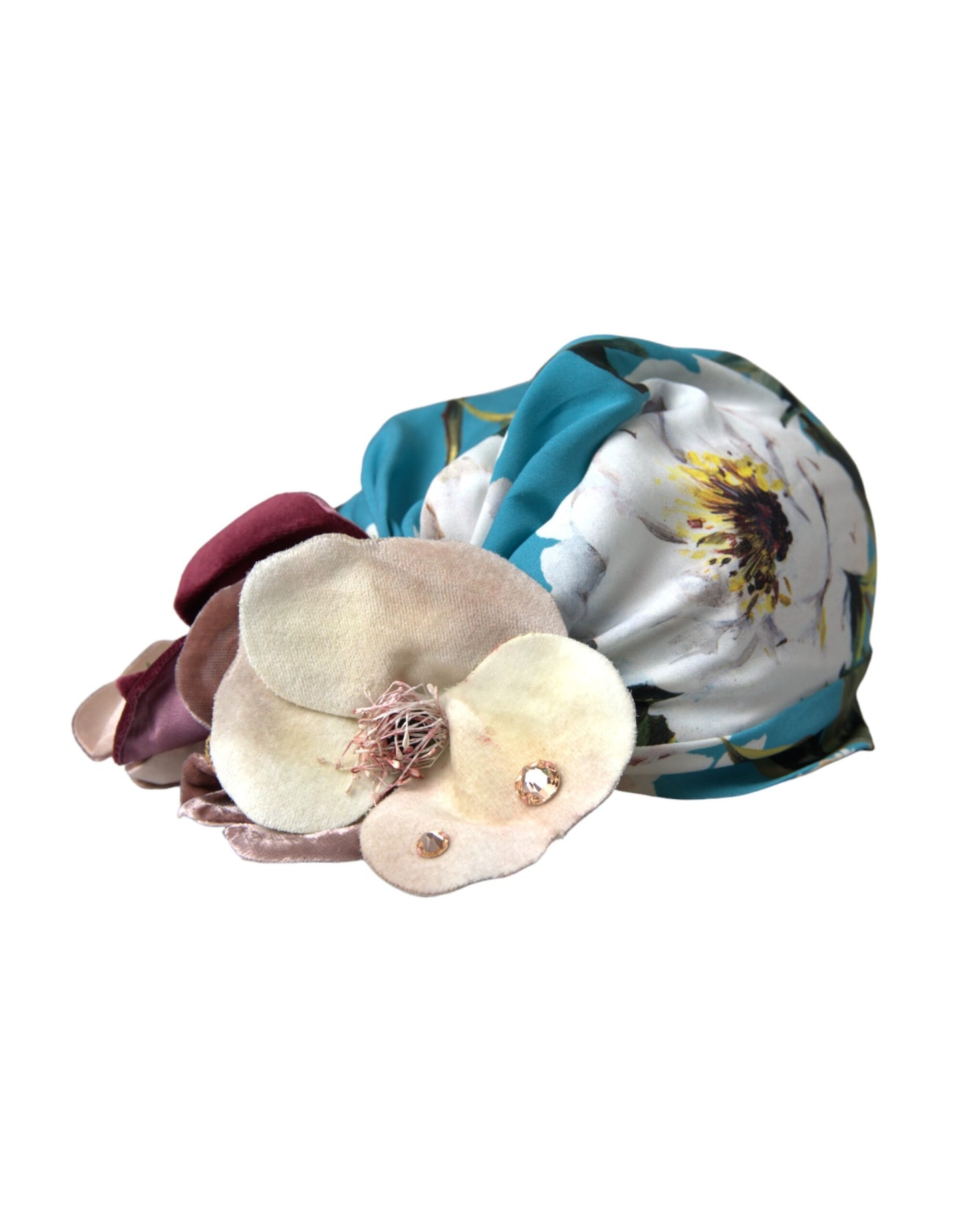 Chapeau turban à motif floral bleu Dolce &amp; Gabbana pour femme