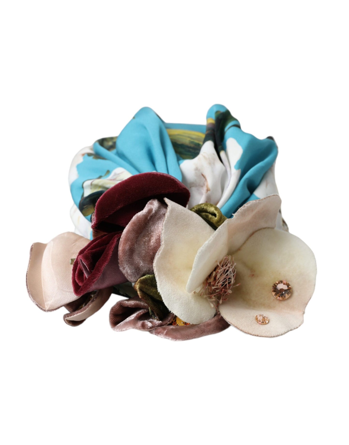 Chapeau turban à motif floral bleu Dolce &amp; Gabbana pour femme