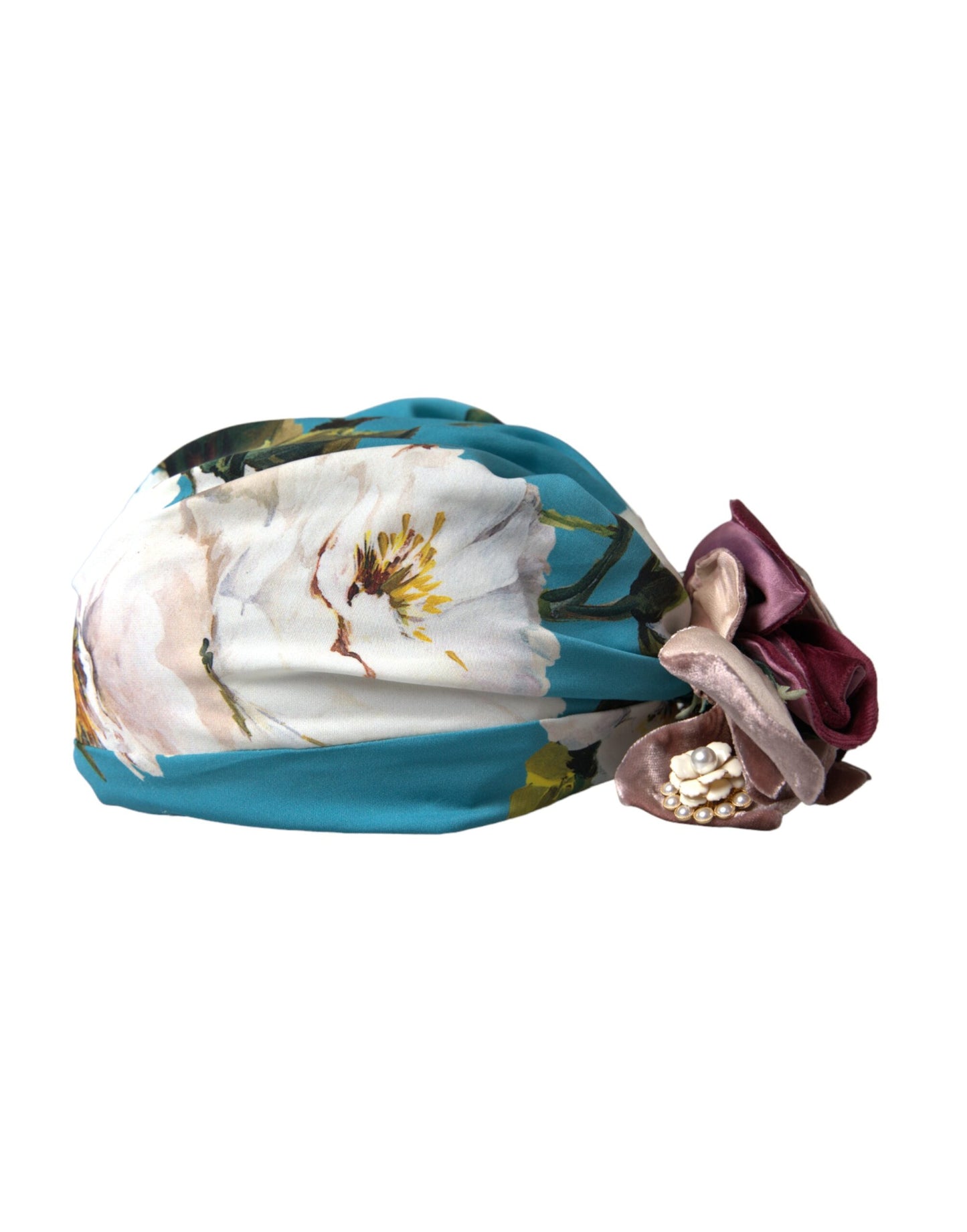 Chapeau turban à motif floral bleu Dolce &amp; Gabbana pour femme