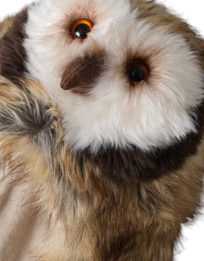 Casquette en fausse fourrure marron Dolce &amp; Gabbana avec motif hibou