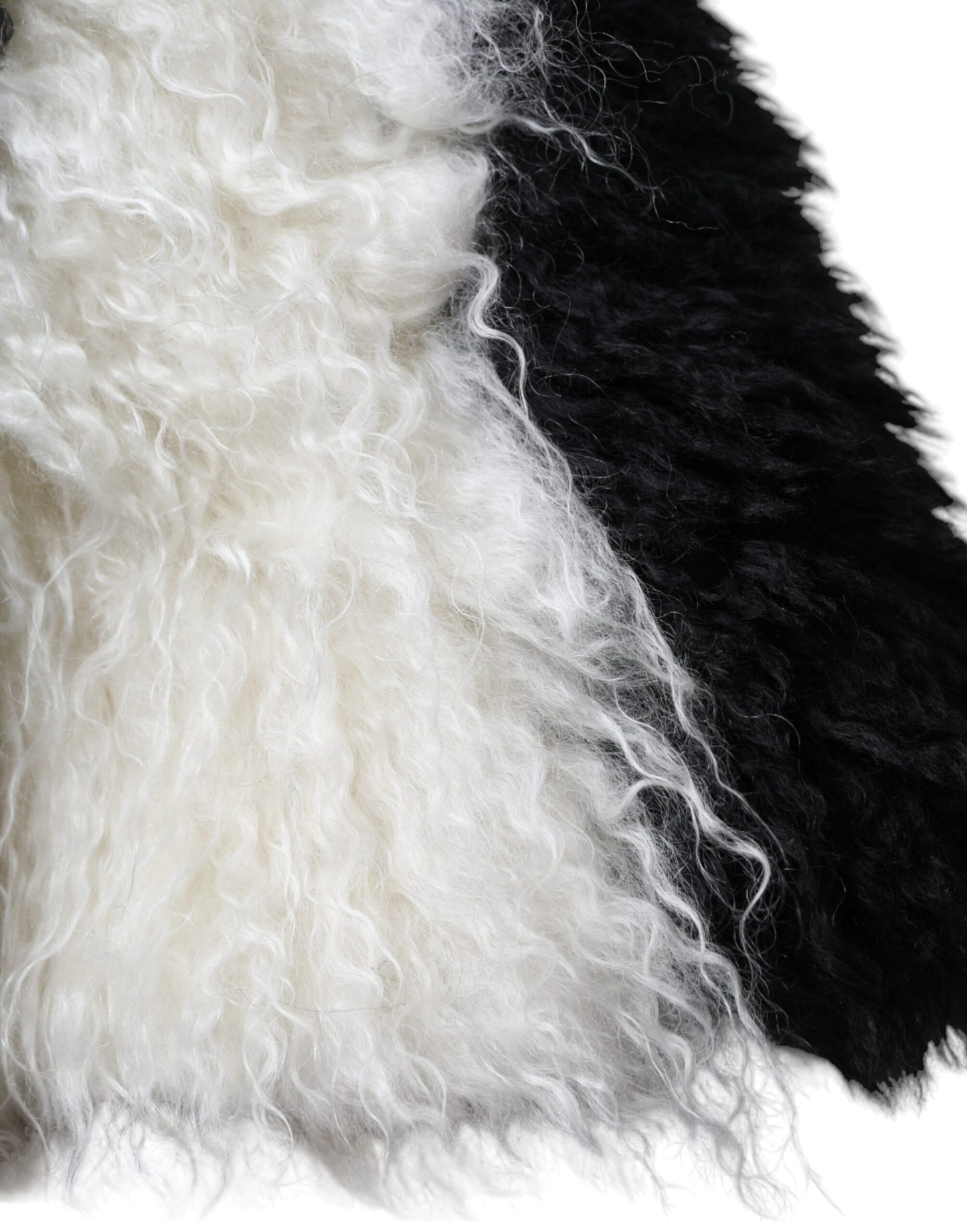 Bob en fourrure de mohair à rayures noires et blanches Dolce &amp; Gabbana