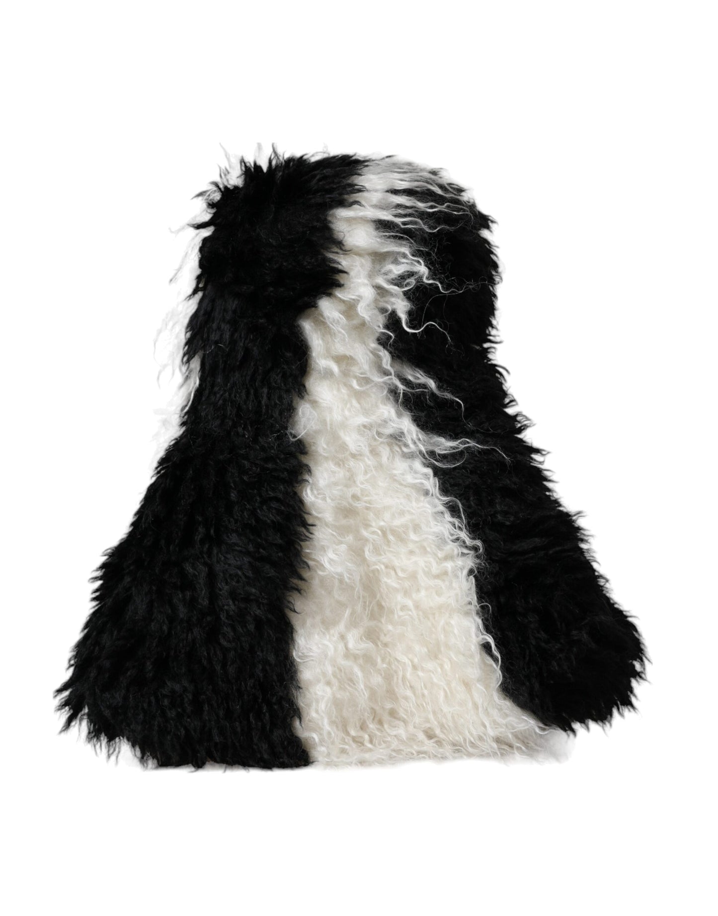 Bob en fourrure de mohair à rayures noires et blanches Dolce &amp; Gabbana