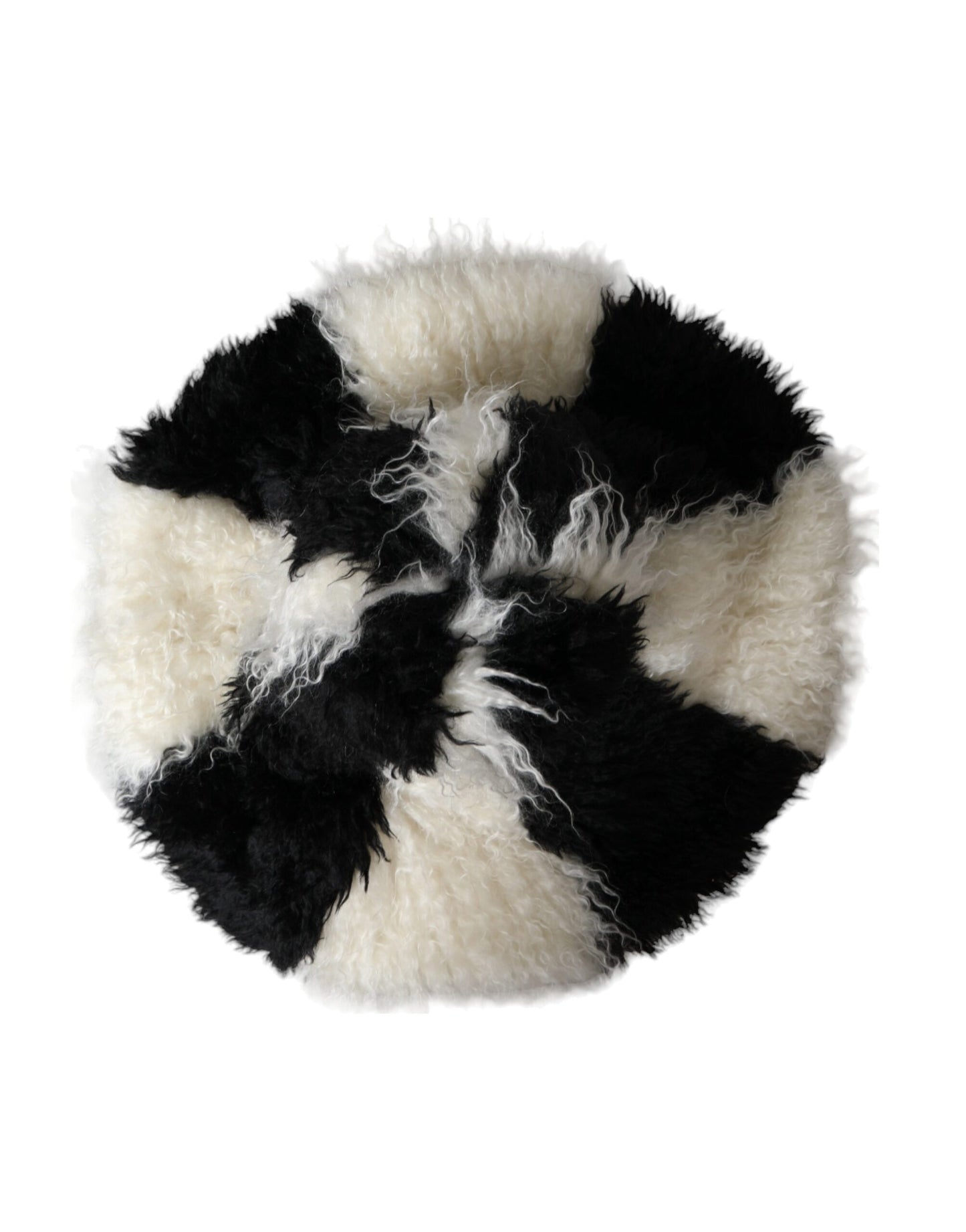 Bob en fourrure de mohair à rayures noires et blanches Dolce &amp; Gabbana