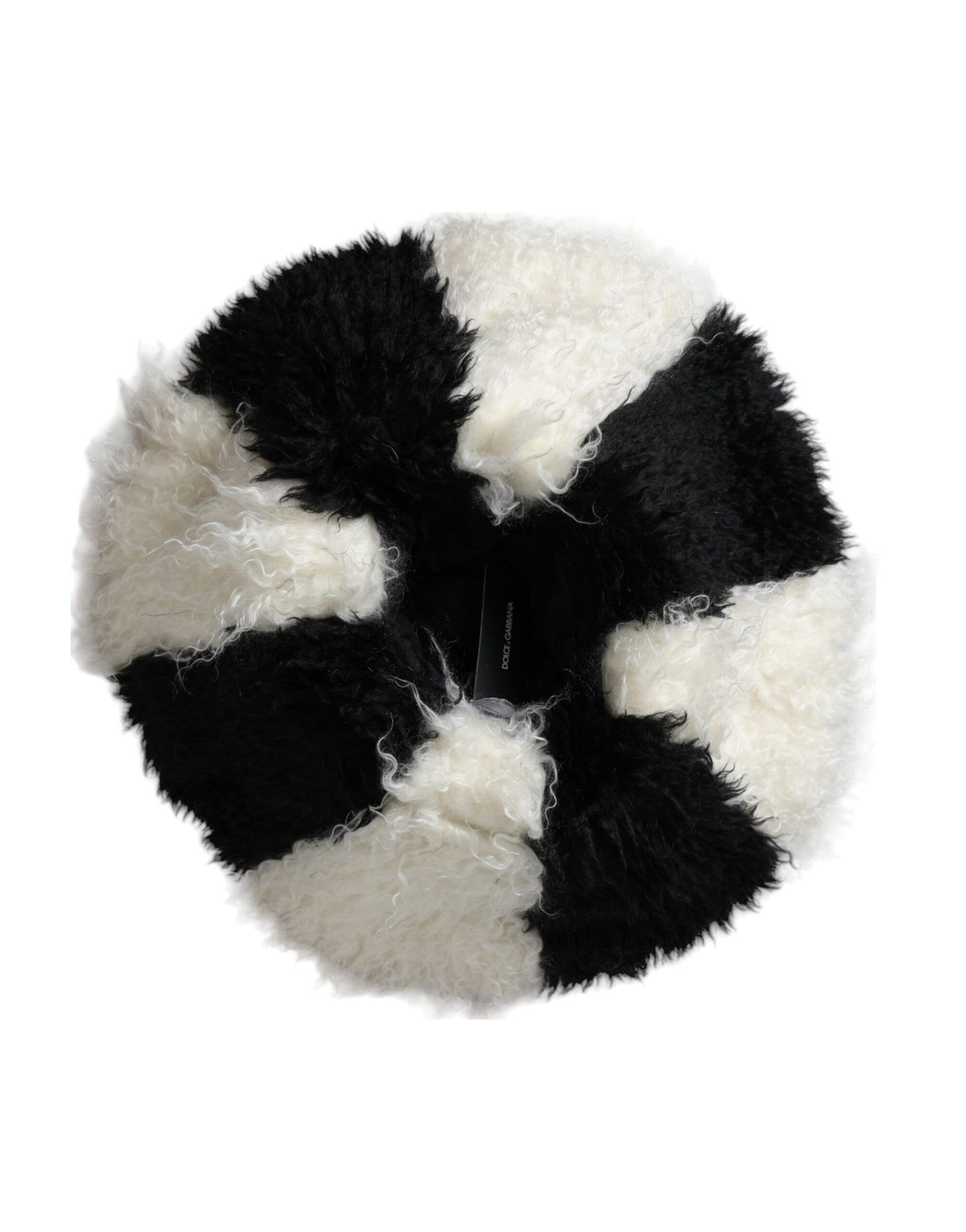 Bob en fourrure de mohair à rayures noires et blanches Dolce &amp; Gabbana