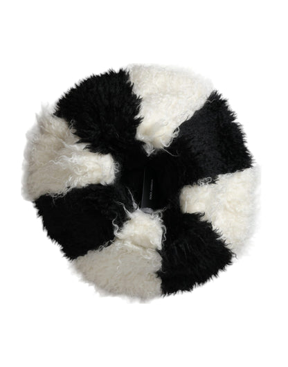 Bob en fourrure de mohair à rayures noires et blanches Dolce &amp; Gabbana
