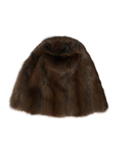 Bonnet en cachemire pour femme Dolce &amp; Gabbana en fourrure de belette marron