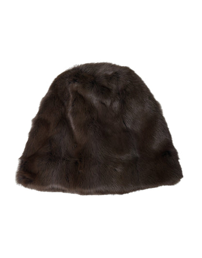 Bonnet en cachemire pour femme Dolce &amp; Gabbana en fourrure de belette marron