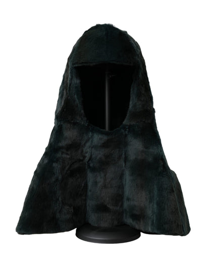 Chapeau enveloppant en fourrure de belette noire Dolce &amp; Gabbana