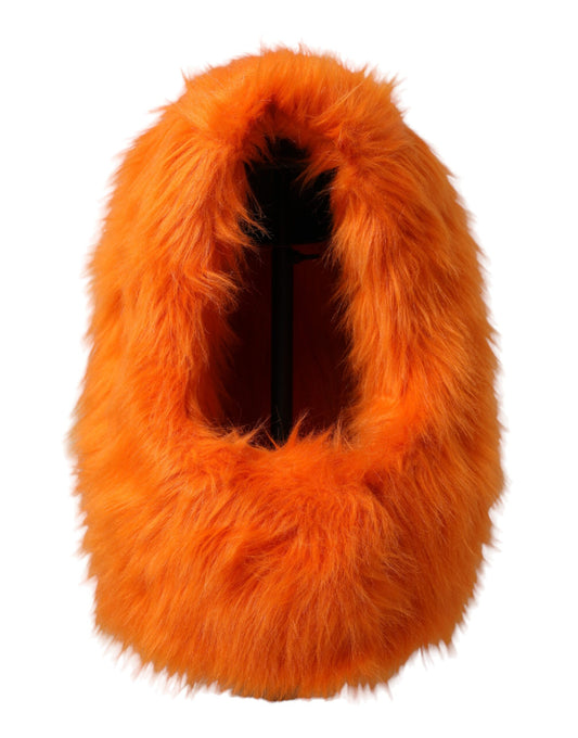Chapeau enveloppant en fausse fourrure orange Dolce &amp; Gabbana