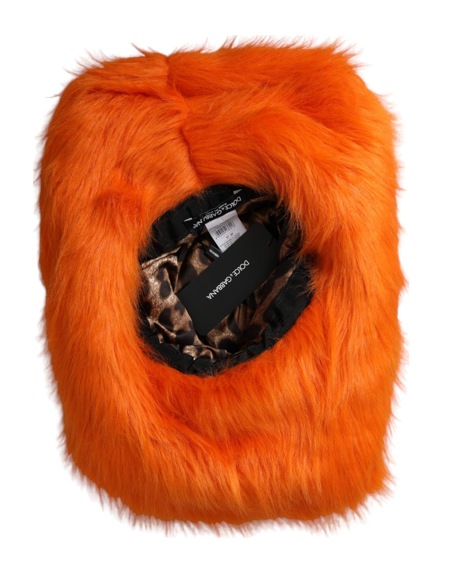 Chapeau Fedora en polyester et fausse fourrure orange Dolce &amp; Gabbana